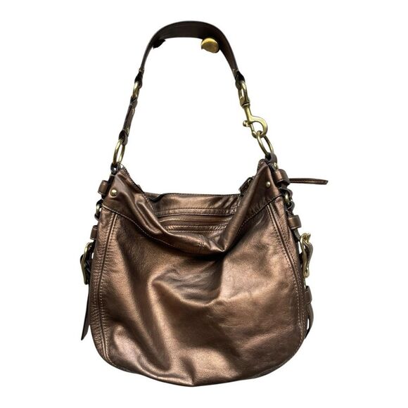 Coach Zoe Metallic Brown Leather Slouchy Shoulder Bag Gold Hardware Lined Y2K - Picture 13 of 15